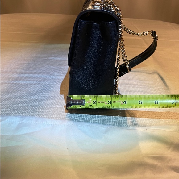 Brahmin Rosalie Black Gryphon Leather Shoulder Bag with Gold Chain - Picture 13 of 16